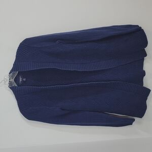 Lands End Drifter Blue Open Front Cardigan Sweater SIze Small